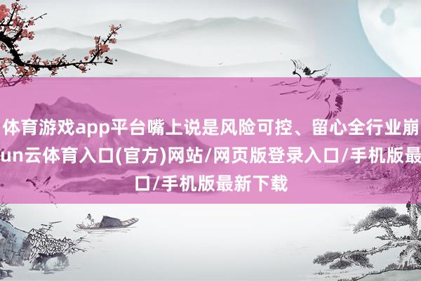 体育游戏app平台嘴上说是风险可控、留心全行业崩盘-开yun云体育入口(官方)网站/网页版登录入口/手机版最新下载