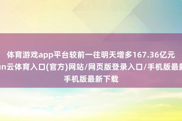 体育游戏app平台较前一往明天增多167.36亿元-开yun云体育入口(官方)网站/网页版登录入口/手机版最新下载